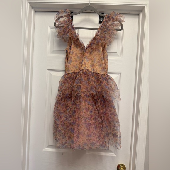 Dixie DX Collection Pink Floral Tiered Tulle Dress Size S Made In Italy NWT - Picture 9 of 12